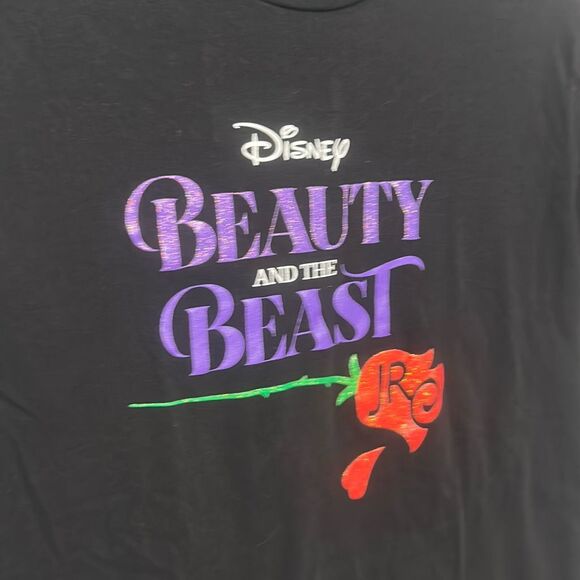 Womens Disney Black Beauty And The Beast JR Crew Neck Short Sleeve T-Shirt Small - Picture 2 of 5
